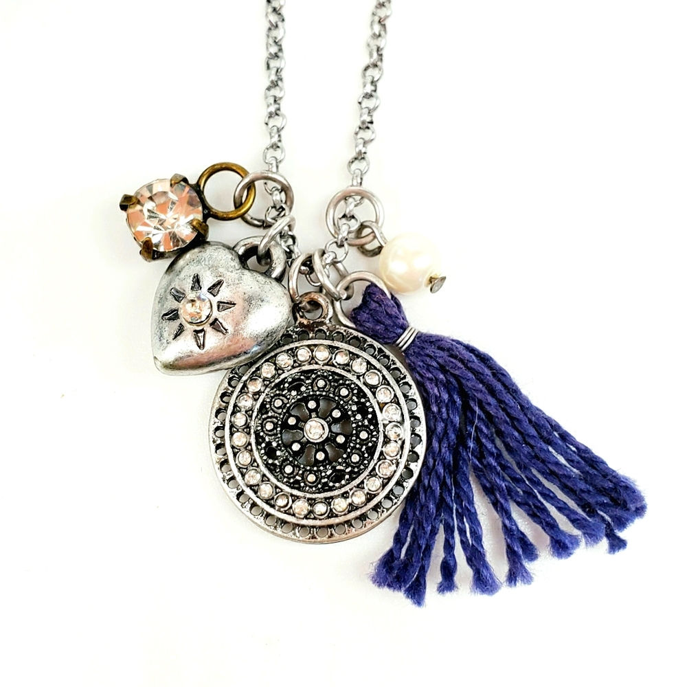 American Eagle Mandala Style Silver Necklace